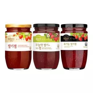 복음자리 딸기잼500g +유기농딸기잼 500g +무농약딸기잼 500g (총3병)