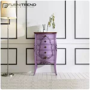 [퍼니트랜드] 시엘 550 빈티지 5단서랍장 퍼플엔틱콘솔
