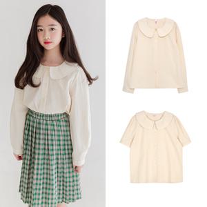 [미니로이]젠틀 블라우스 주니어 라운드넥 셔츠 여아 아동 초등학생 아동복