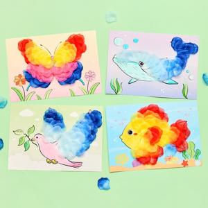 민화샵 동물 꽃잎 붙이기 고래 나비 물고기 만들기도안 꽃잎붙이기 봄미술활동 북아트재료키트 초등미술 돌