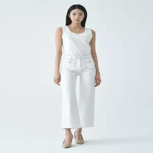 [지센]쿨맥스 포켓디테일 와이드 데님팬츠 LCDPO326_WH