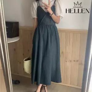 [헬렌] 여성 뷔스티에 데님 원피스 칼림쉬폰데님BL R-259