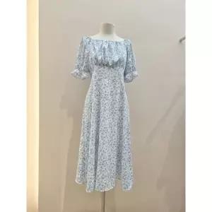 [롯데백화점]SOUP 오프숄더 플라워 셔링 쉬폰 원피스 (SB5OP87)