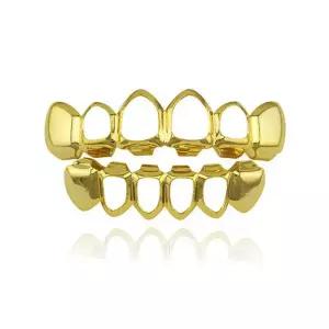 치아 그릴즈 골드 상단 하단 탈착식 세트 캡 쥬얼리 파티 도금 패션 할로윈 분장