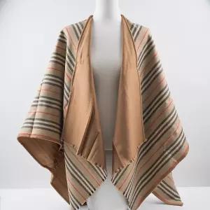 버버리 스트라이프 울 리버서블 케이프 판초 브라운 블랙 80156541 80184961