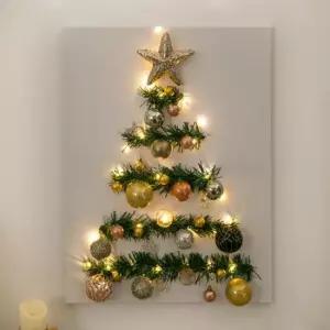 플라워트리 크리스마스 액자 트리 벽 장식 글리터스타캔버스 80cm