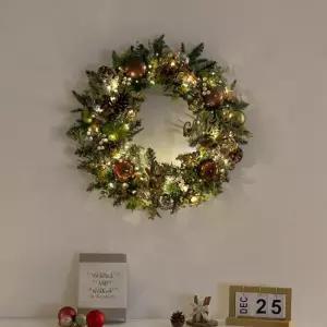 플라워트리 크리스마스 리스 벽장식 LED 노르딕 풍성 60cm 소품