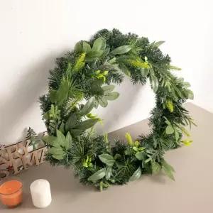 플라워트리 크리스마스 리스 벽 장식 완제품 그린리프믹스 650mm