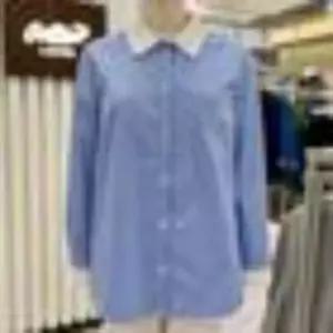 크로커다일레이디 HC28 스트라이프 셔츠 몸판 원단과 깔끔한 흰색 카라, 커프스 배색