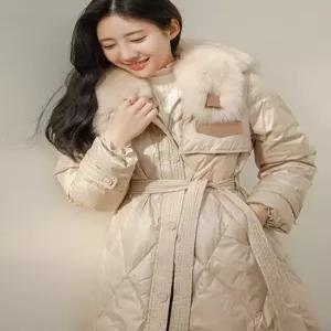 [스타일온미][스타일온미] 몽벨르 벨티드 탈부착 리얼 라쿤퍼 구스 100 롱 패