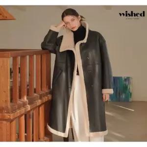 하이넥 버튼 양털 레더 무스탕 롱 자켓 WIBDJK006)