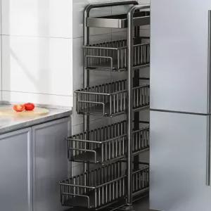 철제 틈새 트롤리 바퀴형 수납장 선반 세탁실 이동식