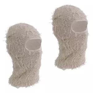 TFTSR 남성용 디스트레스드 방한모 스키 마스크 2팩, 추운 날씨용 시스티 니트 마스크, 여성용 겨울 풀 커