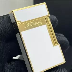 ST듀퐁 프렌치 듀퐁 부탄 라이터 | 사이드 슬라이딩 그라인더 점화 시스템 플립탑 우아한 스틸 톤 라이터,