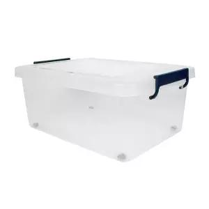 Q 공간 리빙박스 투명 40L(손잡이-다크블루)