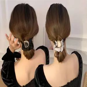 [하프클럽/]자개 장식 헤어 스크런치 곱창밴드 고급스러운 머리끈