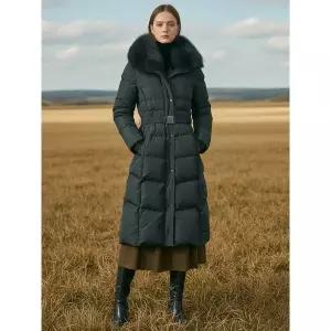 [데니스골프][DENNIS] 여성 폭스퍼 벨티드 롱 구스다운_RAQWLDJ276