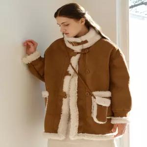 무스탕 양털 배색 가방 세트 자켓 (WICDJK013)