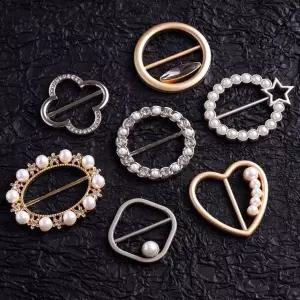 [하프클럽/]큐빅 진주 스카프링 옷핀 장식 브로치 홀더 고리