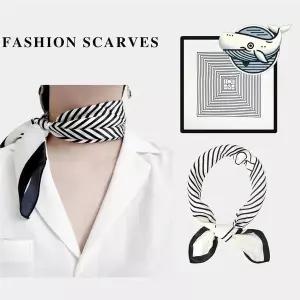 [하프클럽/]모던 스트라이프 패턴 스카프 우아한 봄 가을