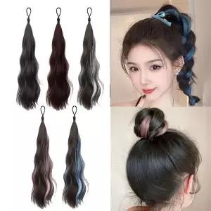 [하프클럽/]여성 볼륨 묶음 웨이브 부분 가발 1P 당고 똥머리