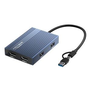 ACASIS USB C에서 듀얼 HDMI 디스플레이링크 어댑터, 4K@60Hz, 2개 및 USB-A 포트 3개, 100W PD 충전, Mac M1 / M2 M3 Windows용 C 도킹 스테이션, A 모니터 어댑터까지