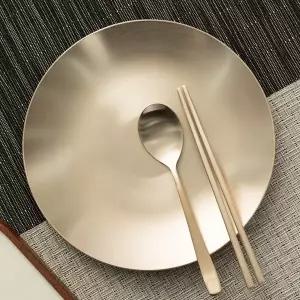 놋결 방짜유기 놋그릇 어린이 스푼+저분 세트 각인+포장박스