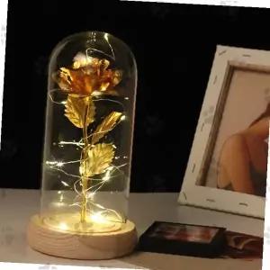황금장미 유리돔 LED 조명 인테리어 무드등 골드 플라워 데코 선물용 탁상조명 로맨틱 분위기등