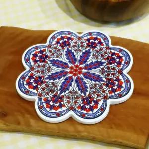 투르크와즈 터키 도자기 냄비받침 나뭇잎8겹 답례품