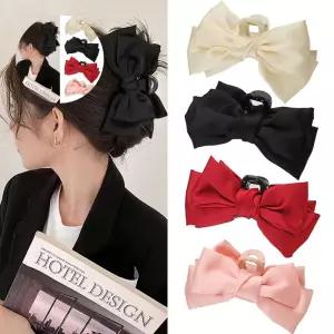 (제스트)여성 올림머리 새틴 소재 왕사이즈 리본 집게핀 실크