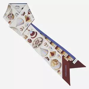 페라가모 6S 320975 780019 나디르 프린트 방도 스카프 보르도 오크라