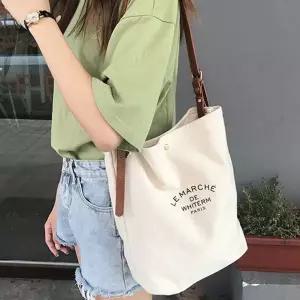 숄더 에코백 튼튼한 크로스 대학생 여성 에코백 캔버스 무지 가방 스트랩 캐주얼 숄더백 데일리 토트 배색