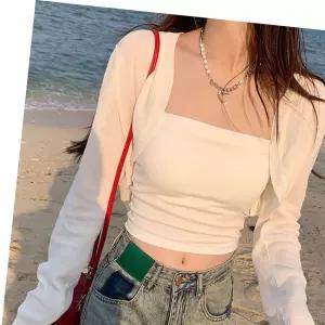 실내외 크롭 볼레로 여름 긴팔 가디건 여리여리