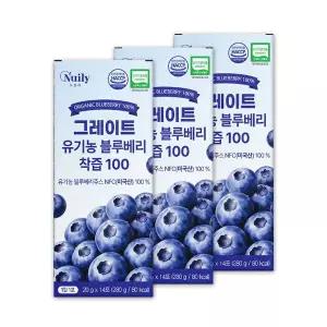 뉴일리 그레이트 유기농 블루베리 퓨레 100 블루베리즙 진액 스틱 14포, 3개