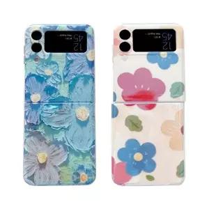 갤럭시Z플립4 3 유화터치 플라워 젤하드케이스 Filp4 제트플립4 지플립4 Z플립3 제트플립3 지플립3