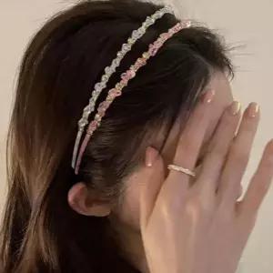 반짝 큐빅 헤어띠 얇은 비즈 머리띠