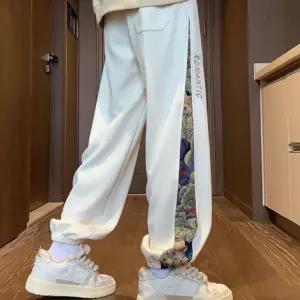 카고조거팬츠 허벅돼 스웨트 통큰 곰돌이자수 트레이닝복 여성 여자 츄리닝 바지 밴딩