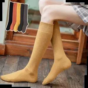 여성 기본 무지 기모 안감 도톰 쫀쫀 긴 양말 니삭스