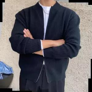 남자오버핏니트 남성 투웨이지퍼 니트 집업 가디건 사계절 데일리