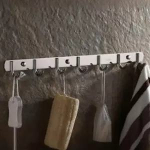 스텐 철제 벽 고정 옷걸이 후크 행거 가방걸이 일자형 7구