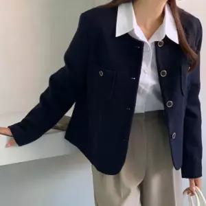 보헨 노카라 트위드 숏 자켓 봄 여성 데일리룩 출근룩 하객룩