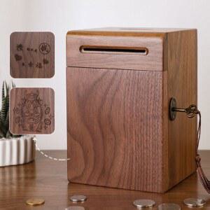 저금통 우드 금고 호두나무 원목 동전보관함 원목저금통 모금함 돈통 비상금 지폐