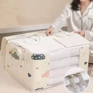 대용량 의류 수납함 이동식 리빙박스 보관함 접이식 옷 정리함 다용도 지퍼형 침구류 패브릭 속옷 계절