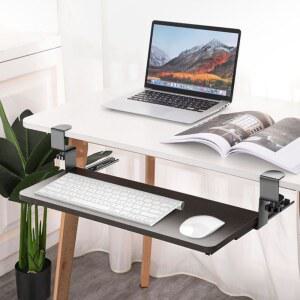 컴퓨터 책상 받침대 본체 인출식 듀얼 키보드트레이 컴퓨터책상 52x25cm 무타공