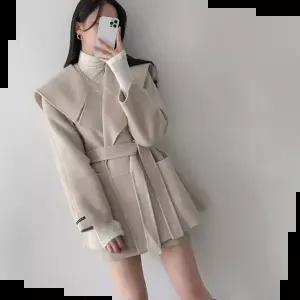 여성하프코트 빅카라 모직 착용감 좋은 러블리 하프 코트