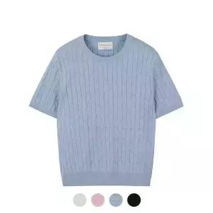 폴햄 여성 워셔블 케이블 라운드넥 반팔니트PHE2ER2060