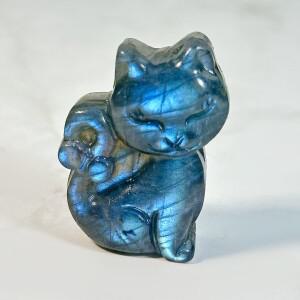 천연 래브라도라이트 고양이 양면 반사 초강력 빛, 홈 장식, 크리스탈 치유, 레이키 치유, 래브라도라이트