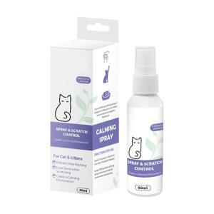 60ml 고양이 진정 스프레이 새끼 고양이 애완 동물 페로몬 칼라 고양이 편안한 진정 방지 Detangling 훈련