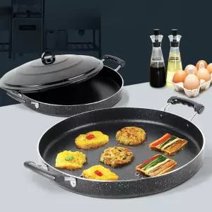 다용도 전골 팬 대용량 캠핑용 주방 대형 전골 냄비 넓은 뚜껑 하이라이트 전부침개 프라이팬 논스틱