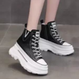 리얼소가죽 여성 키높이 7cm 하이탑 데일리 캐쥬얼 교복 슈즈 운동화